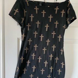 Forever 21 T-shirt mini dress with crosses